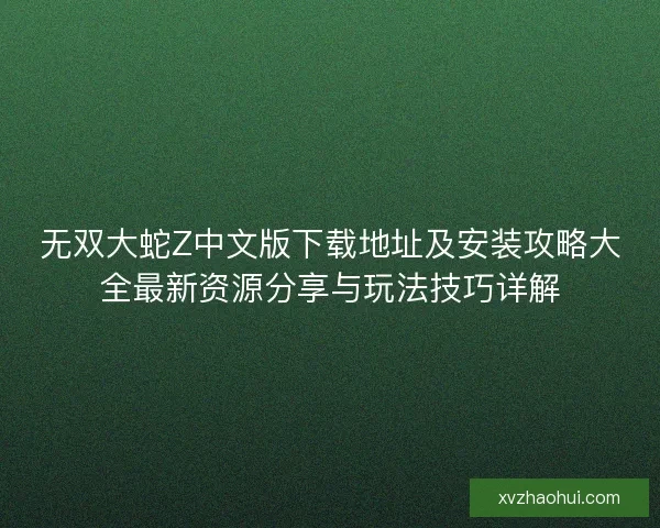 无双大蛇Z中文版下载地址及安装攻略大全最新资源分享与玩法技巧详解