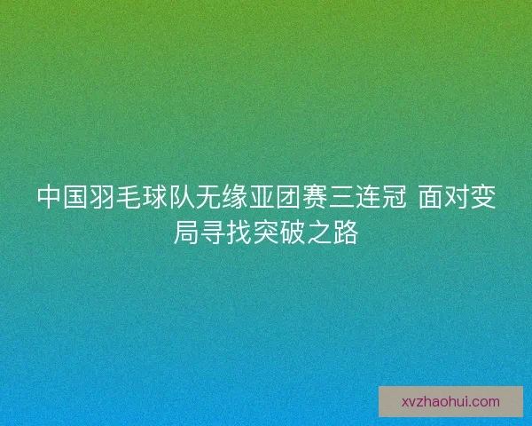 中国羽毛球队无缘亚团赛三连冠 面对变局寻找突破之路